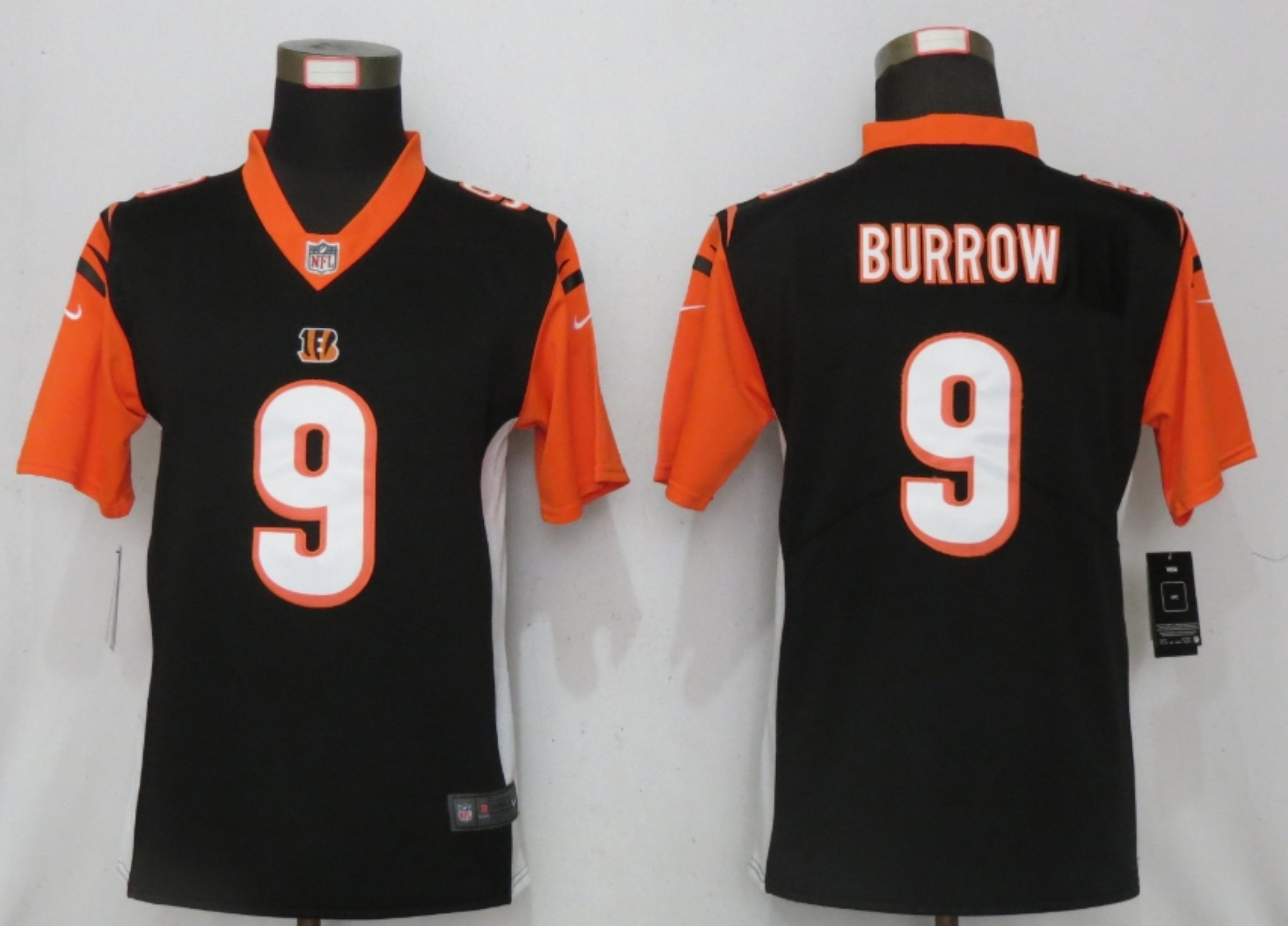 Women New Nike Cincinnati Bengals #9 Burrow Nike Black NFL 100 Alternate Vapor Elite Playe->women nfl jersey->Women Jersey